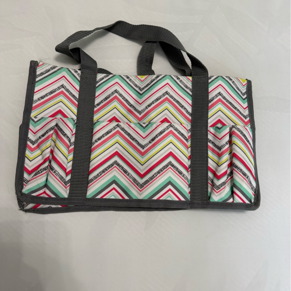 Thirty-One Chevron Tote Bag - Multicolor with Gray